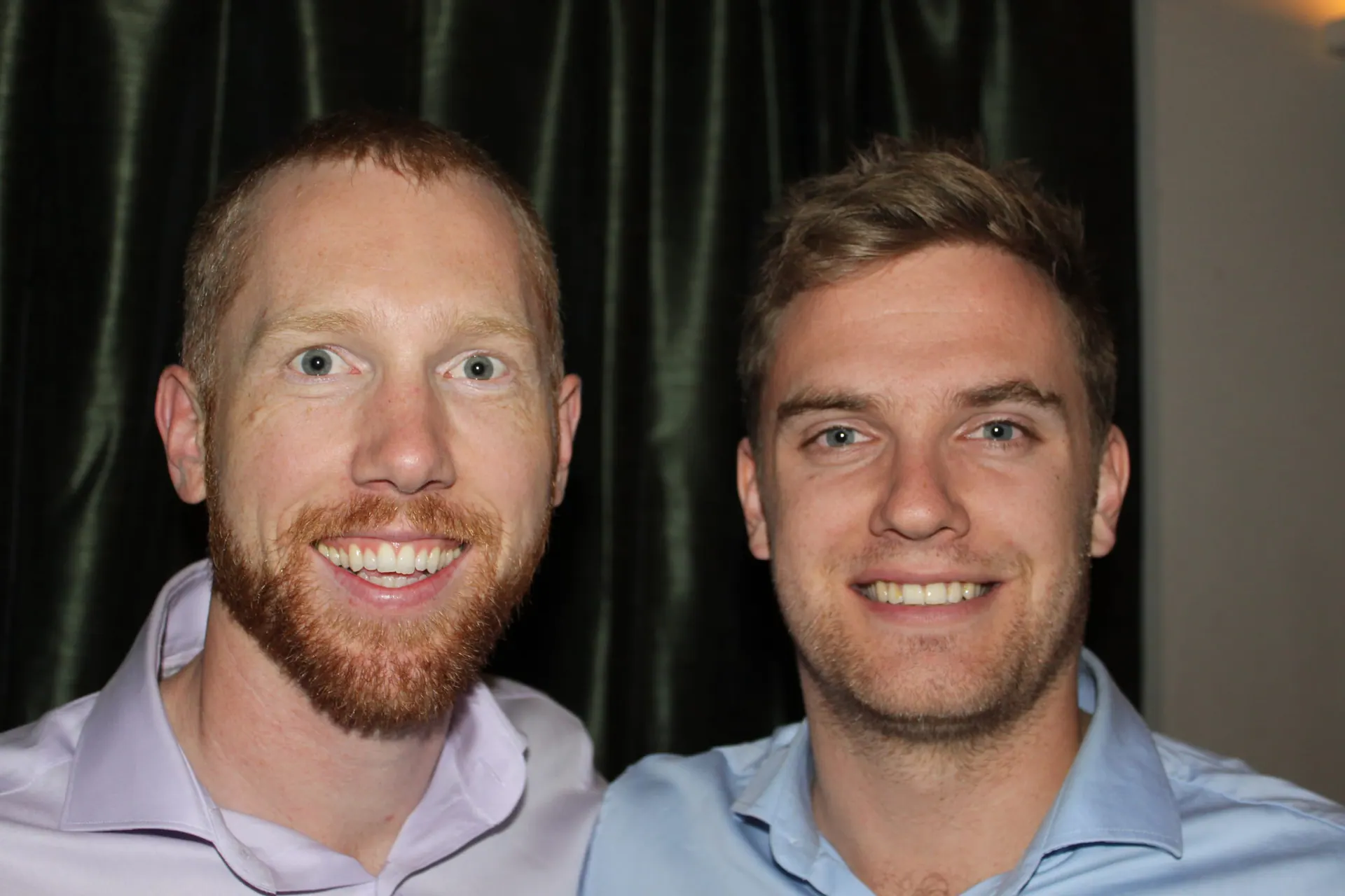 Teammates, green curtain, end of a long season · 2015
