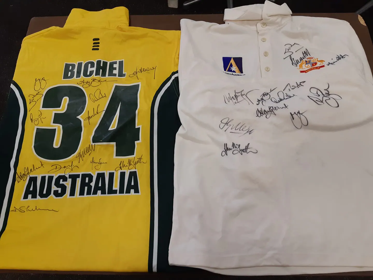 Signed Australian shirts, also donated · 2020